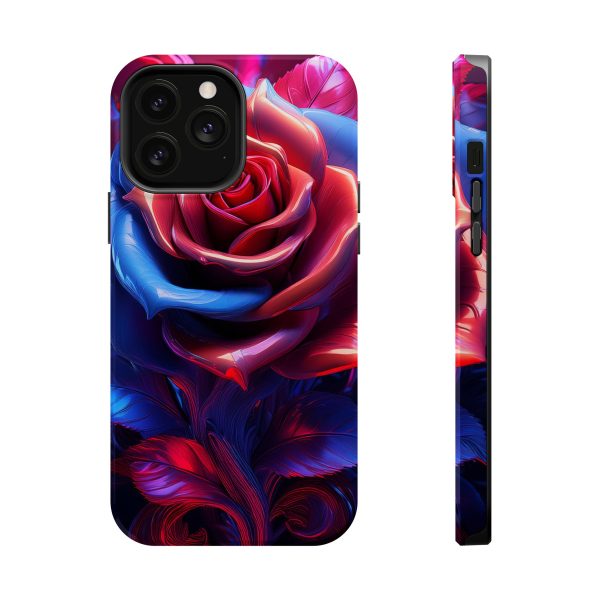 Red and Blue Rose- Custom Magnetic Tough Case for iPhone - Dual Layer Protection with MagSafe® Compatibility - Matte or Glossy Finish - Image 71