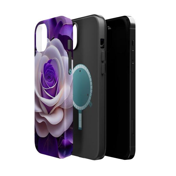 Purple and White Custom Magnetic Tough Case for iPhone - Dual Layer Protection with MagSafe® Compatibility - Matte or Glossy Finish - Image 22