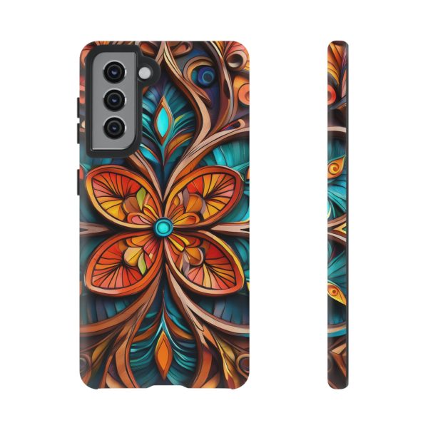 Wood Grain Flower iPhone | Samsung | Samsung Galaxy | Google Pixel - Cell Phone Tough Cases - Image 51