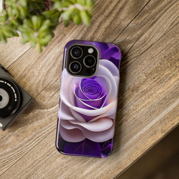 Purple and White Custom Magnetic Tough Case for iPhone - Dual Layer Protection with MagSafe® Compatibility - Matte or Glossy Finish - Image 95