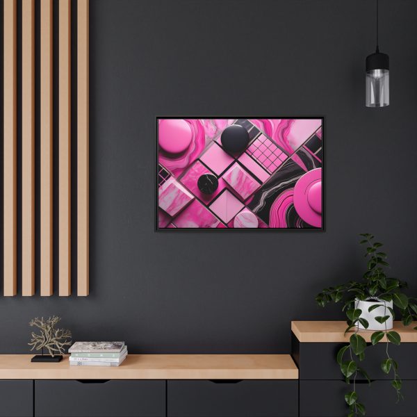 Pink And Black Abstract 2 Matte Canvas, Black Frame - Image 32