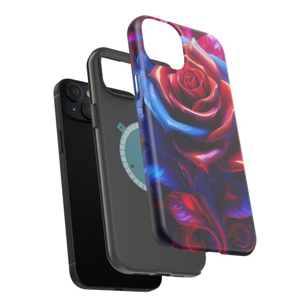 Red and Blue Rose- Custom Magnetic Tough Case for iPhone - Dual Layer Protection with MagSafe® Compatibility - Matte or Glossy Finish - Image 107