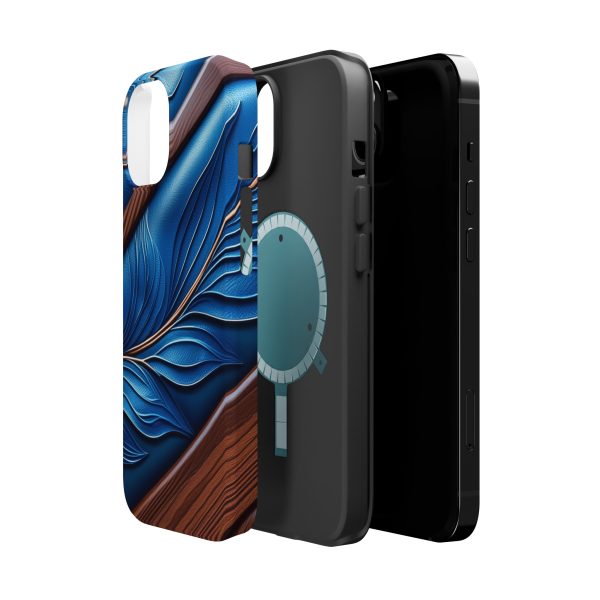 Blue Leather - Custom Magnetic Tough Case for iPhone - Dual Layer Protection with MagSafe® Compatibility - Matte or Glossy Finish - Image 8