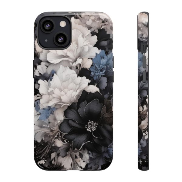 Black and White Flowers iPhone | Samsung | Samsung Galaxy | Google Pixel - Cell Phone Tough Cases - Image 37