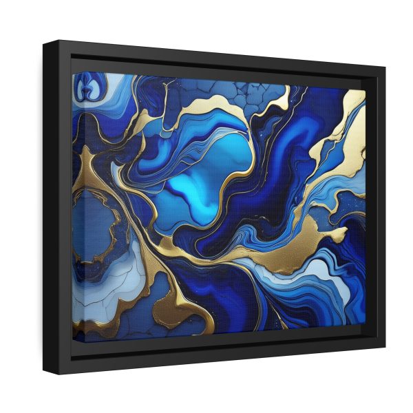 Royal Blue Gold RB1 Marble Matte Canvas, Black Frame - Image 2