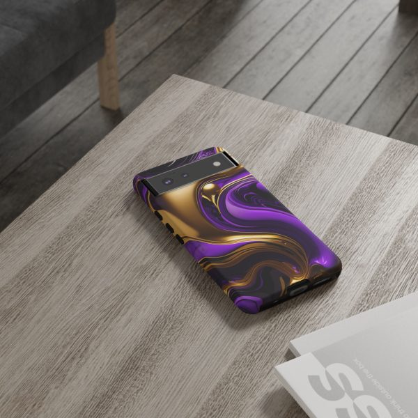 Purple and Gold Liquid iPhone | Samsung | Samsung Galaxy | Google Pixel - Cell Phone Tough Cases - Image 68