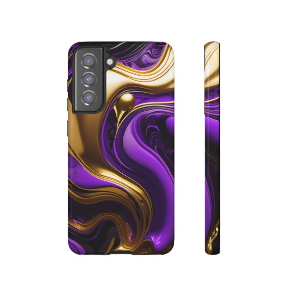 Purple and Gold Liquid iPhone | Samsung | Samsung Galaxy | Google Pixel - Cell Phone Tough Cases - Image 73