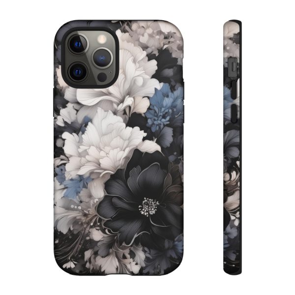 Black and White Flowers iPhone | Samsung | Samsung Galaxy | Google Pixel - Cell Phone Tough Cases - Image 34