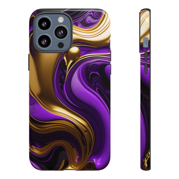 Purple and Gold Liquid iPhone | Samsung | Samsung Galaxy | Google Pixel - Cell Phone Tough Cases - Image 45