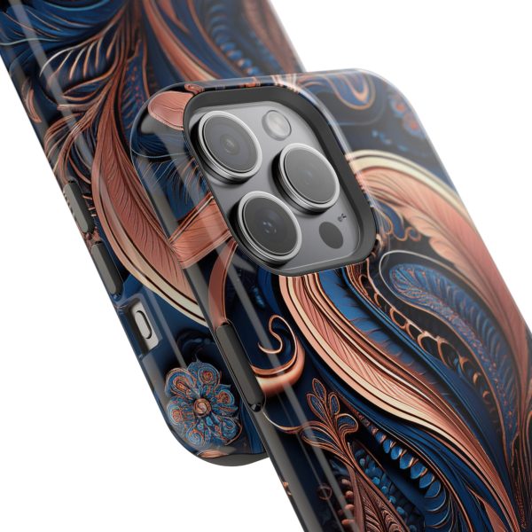 Blue Gold Paisley BRG8 - Custom Magnetic Tough Case for iPhone - Dual Layer Protection with MagSafe® Compatibility - Matte or Glossy Finish - Image 113