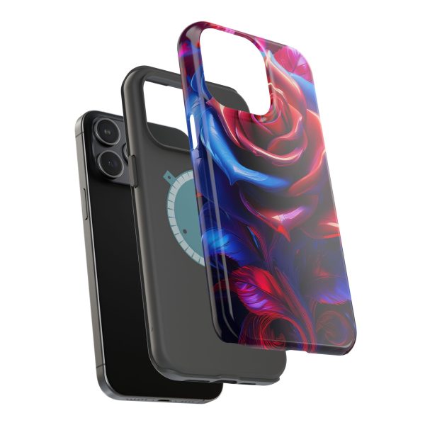 Red and Blue Rose- Custom Magnetic Tough Case for iPhone - Dual Layer Protection with MagSafe® Compatibility - Matte or Glossy Finish - Image 112