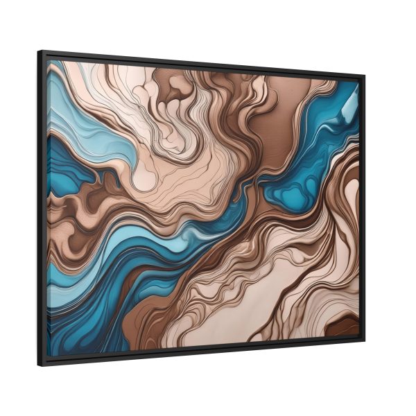 Brown and Teal Abstract BT4 Matte Canvas, Black Frame - Image 34