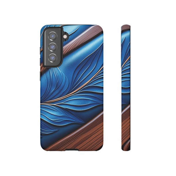 Blue Leather iPhone | Samsung | Samsung Galaxy | Google Pixel - Cell Phone Tough Cases - Image 76