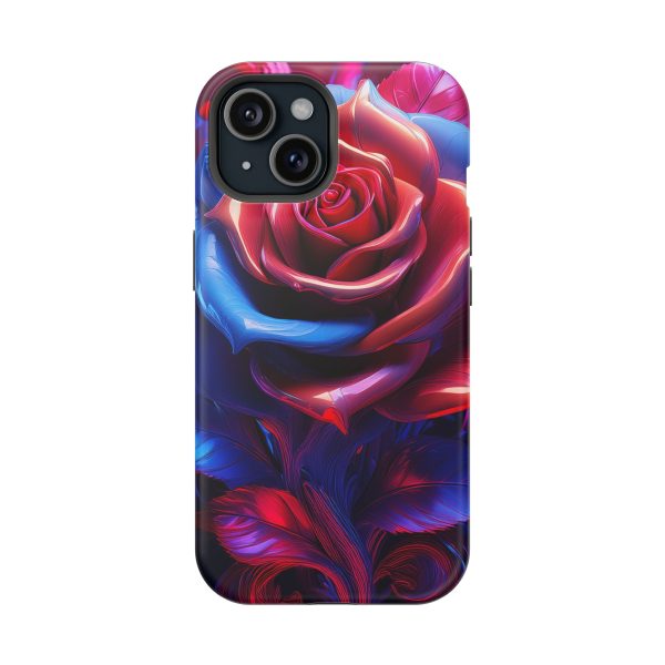 Red and Blue Rose- Custom Magnetic Tough Case for iPhone - Dual Layer Protection with MagSafe® Compatibility - Matte or Glossy Finish - Image 86