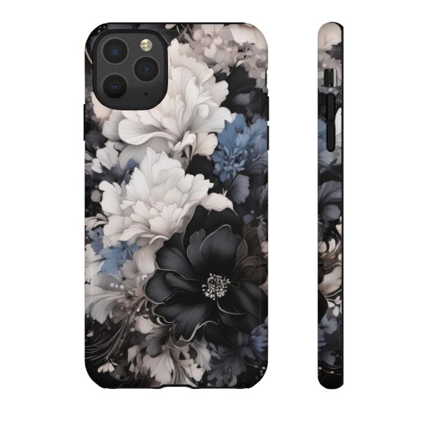 Black and White Flowers iPhone | Samsung | Samsung Galaxy | Google Pixel - Cell Phone Tough Cases - Image 23