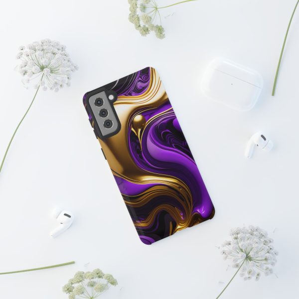 Purple and Gold Liquid iPhone | Samsung | Samsung Galaxy | Google Pixel - Cell Phone Tough Cases - Image 54