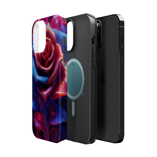 Red and Blue Rose- Custom Magnetic Tough Case for iPhone - Dual Layer Protection with MagSafe® Compatibility - Matte or Glossy Finish - Image 72