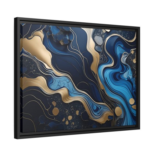 Blue Gold Abstract Art 1 Matte Canvas, Black Frame - Image 18