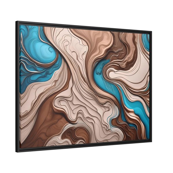 Brown and Teal Abstract BT1 Matte Canvas, Black Frame - Image 34