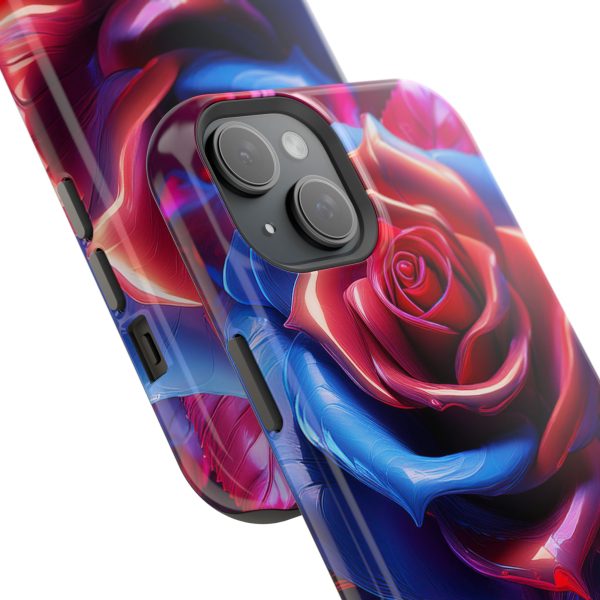 Red and Blue Rose- Custom Magnetic Tough Case for iPhone - Dual Layer Protection with MagSafe® Compatibility - Matte or Glossy Finish - Image 103