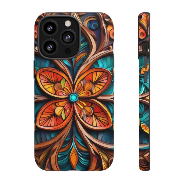 Wood Grain Flower iPhone | Samsung | Samsung Galaxy | Google Pixel - Cell Phone Tough Cases - Image 43