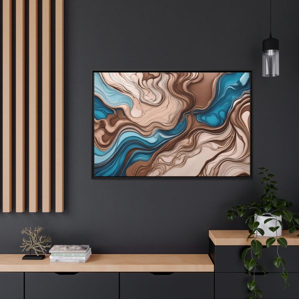 Brown and Teal Abstract BT4 Matte Canvas, Black Frame - Image 40