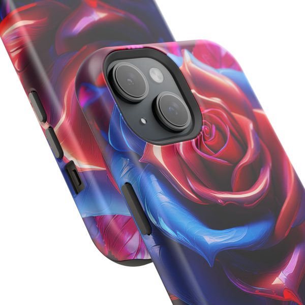 Red and Blue Rose- Custom Magnetic Tough Case for iPhone - Dual Layer Protection with MagSafe® Compatibility - Matte or Glossy Finish - Image 88