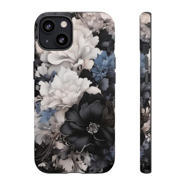 Black and White Flowers iPhone | Samsung | Samsung Galaxy | Google Pixel - Cell Phone Tough Cases - Image 39