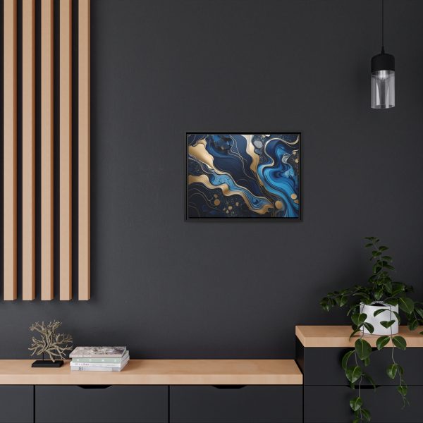 Blue Gold Abstract Art 1 Matte Canvas, Black Frame - Image 20