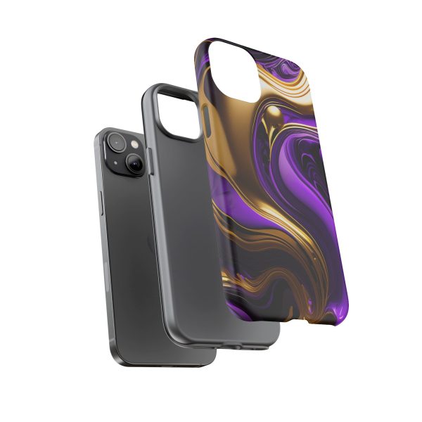 Purple and Gold Liquid iPhone | Samsung | Samsung Galaxy | Google Pixel - Cell Phone Tough Cases - Image 111