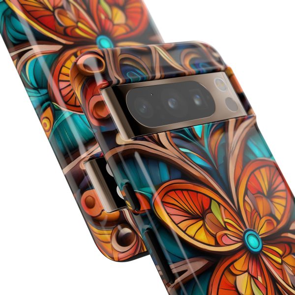 Wood Grain Flower iPhone | Samsung | Samsung Galaxy | Google Pixel - Cell Phone Tough Cases - Image 216