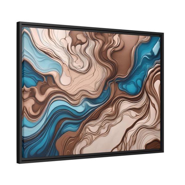 Brown and Teal Abstract BT4 Matte Canvas, Black Frame - Image 26