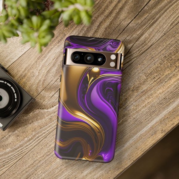 Purple and Gold Liquid iPhone | Samsung | Samsung Galaxy | Google Pixel - Cell Phone Tough Cases - Image 224