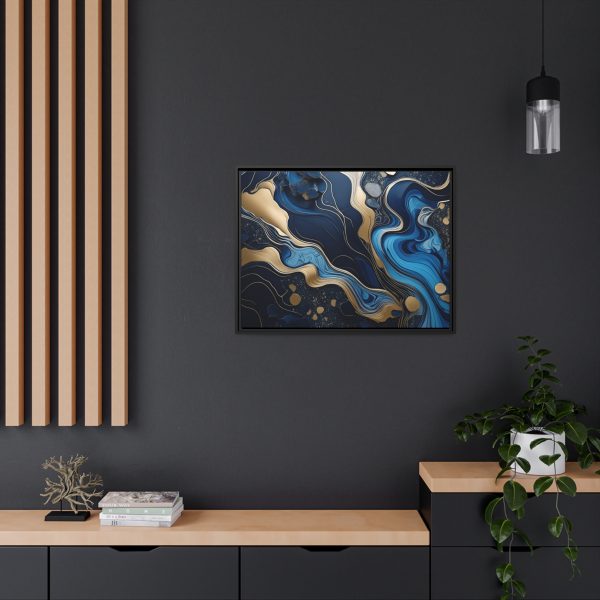 Blue Gold Abstract Art 1 Matte Canvas, Black Frame - Image 28