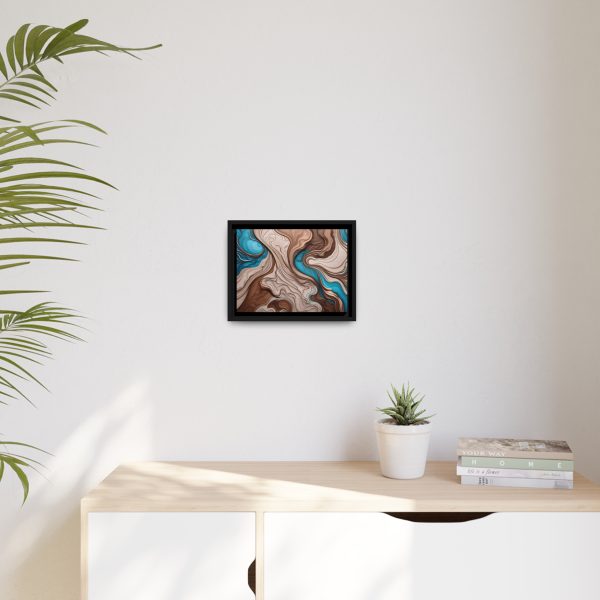 Brown and Teal Abstract BT1 Matte Canvas, Black Frame - Image 3