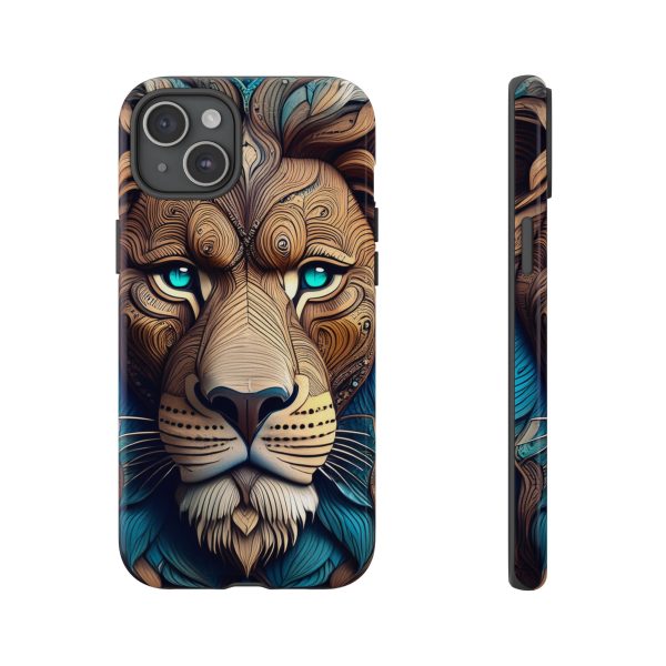 Wood Lion Art iPhone | Google Pixel - Cell Phone Tough Cases - Image 99