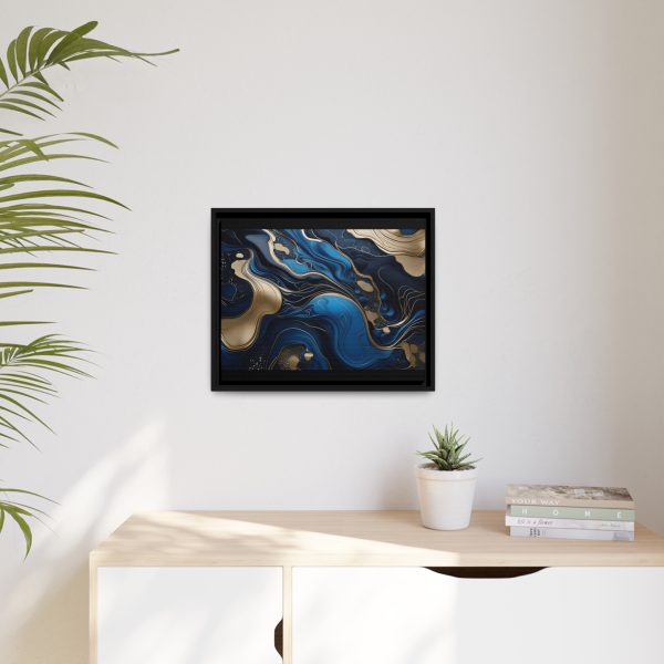 Blue Gold Abstract Art 2 Matte Canvas, Black Frame - Image 15