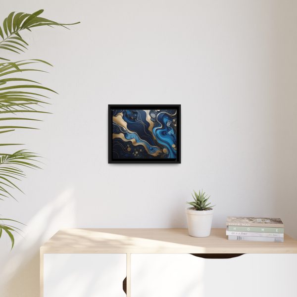 Blue Gold Abstract Art 1 Matte Canvas, Black Frame - Image 7