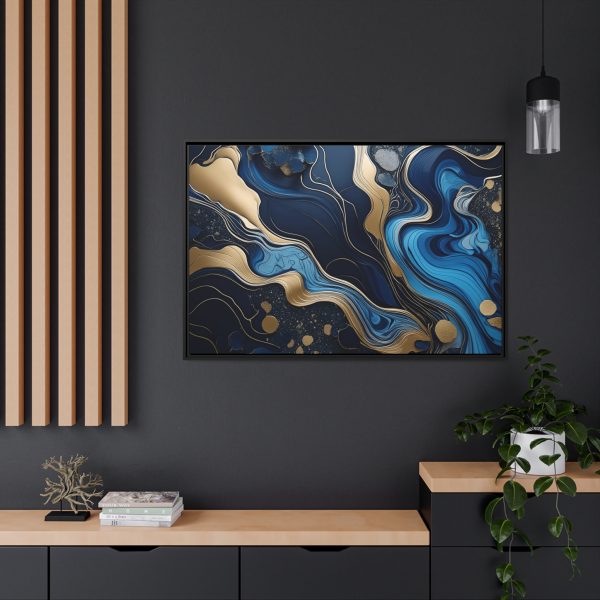 Blue Gold Abstract Art 1 Matte Canvas, Black Frame - Image 40