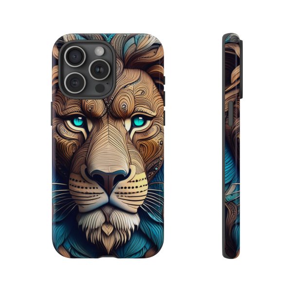 Wood Lion Art iPhone | Google Pixel - Cell Phone Tough Cases - Image 111