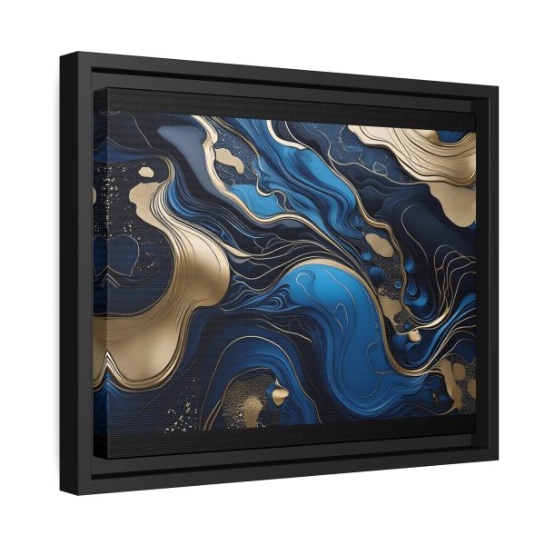 Blue Gold Abstract Art 2 Matte Canvas, Black Frame - Image 6