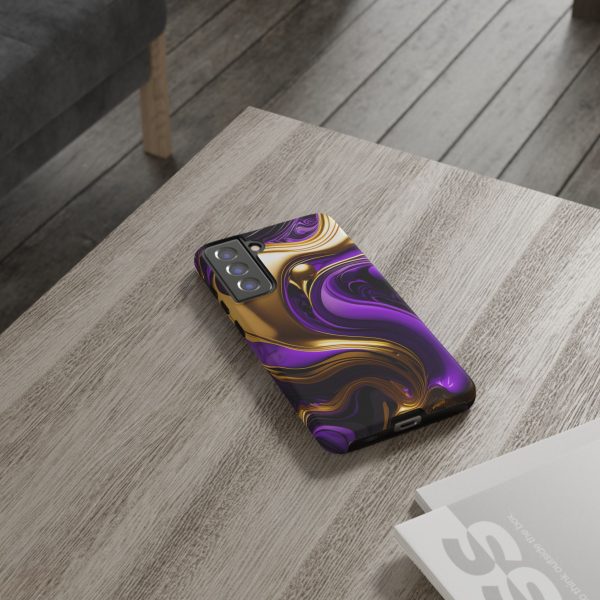 Purple and Gold Liquid iPhone | Samsung | Samsung Galaxy | Google Pixel - Cell Phone Tough Cases - Image 76