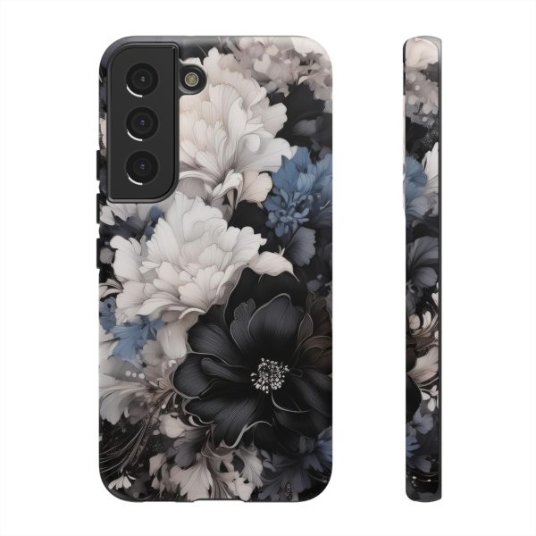 Black and White Flowers iPhone | Samsung | Samsung Galaxy | Google Pixel - Cell Phone Tough Cases - Image 79