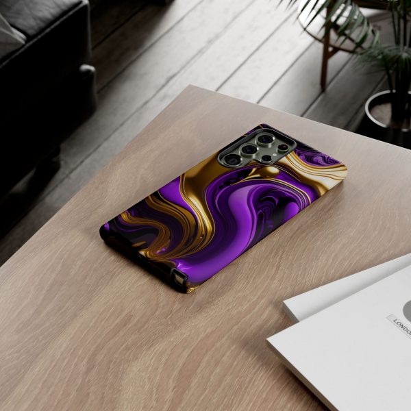 Purple and Gold Liquid iPhone | Samsung | Samsung Galaxy | Google Pixel - Cell Phone Tough Cases - Image 140