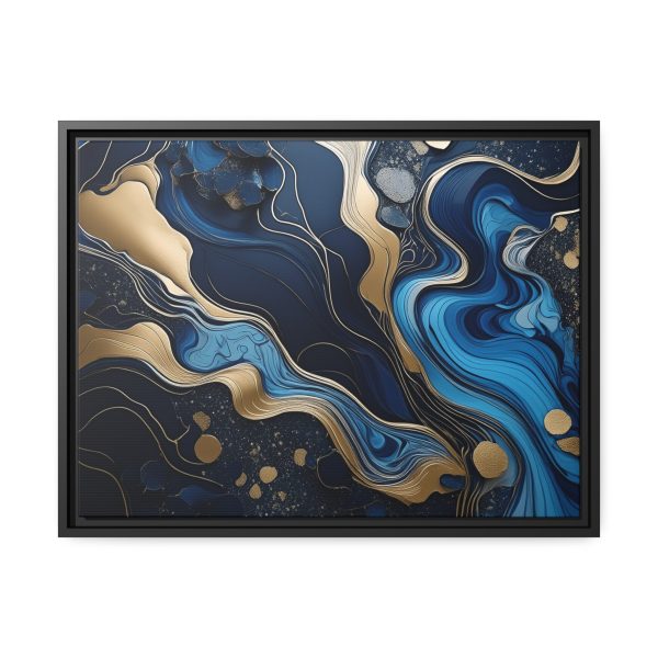 Blue Gold Abstract Art 1 Matte Canvas, Black Frame - Image 17