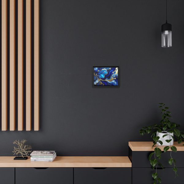 Royal Blue Gold RB1 Marble Matte Canvas, Black Frame - Image 4