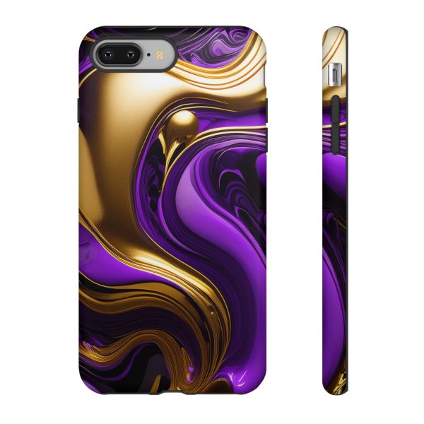 Purple and Gold Liquid iPhone | Samsung | Samsung Galaxy | Google Pixel - Cell Phone Tough Cases - Image 4