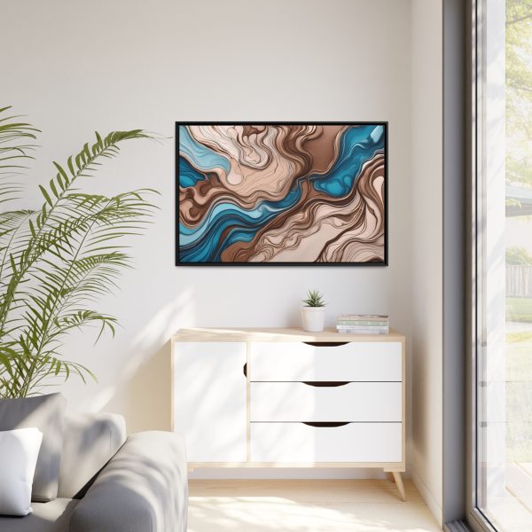 Brown and Teal Abstract BT4 Matte Canvas, Black Frame - Image 39