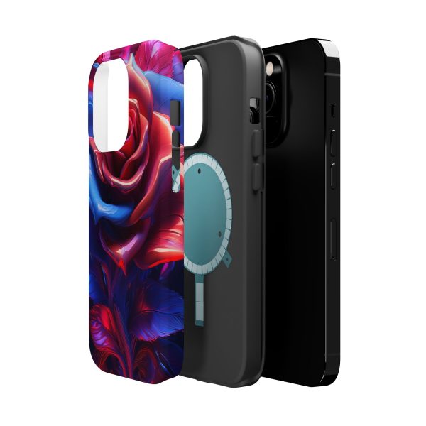 Red and Blue Rose- Custom Magnetic Tough Case for iPhone - Dual Layer Protection with MagSafe® Compatibility - Matte or Glossy Finish - Image 17