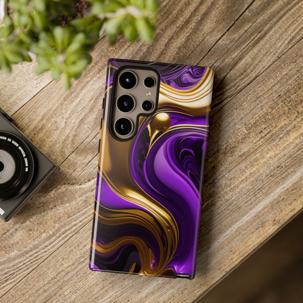 Purple and Gold Liquid iPhone | Samsung | Samsung Galaxy | Google Pixel - Cell Phone Tough Cases - Image 209